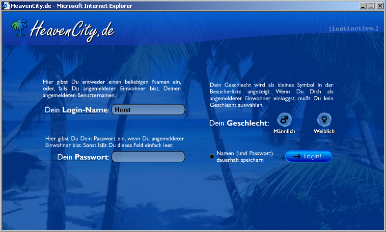 Login screen
