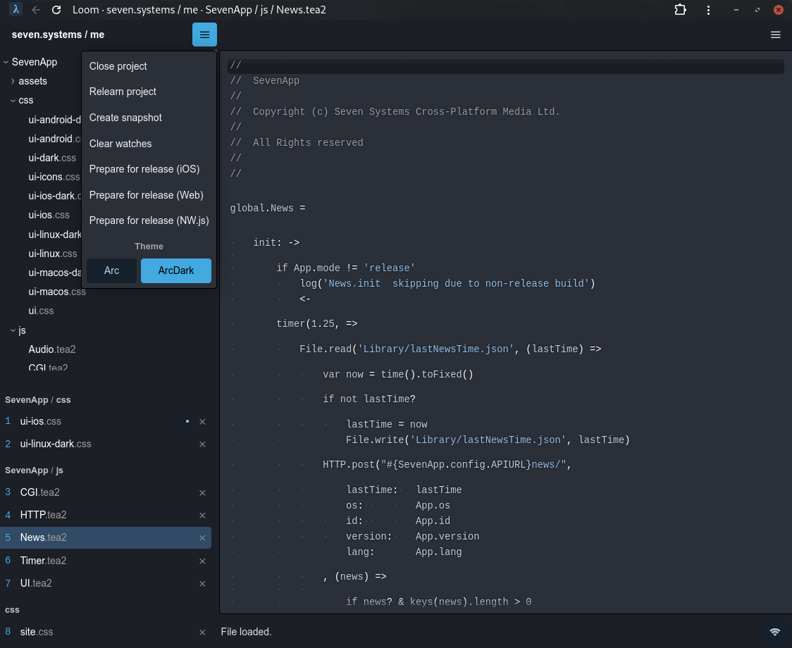 Project menu